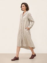 Natural Melange 100% Linen Shawl Collar Longline Jacket MARIETTE by LINTICO