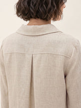 Natural Melange 100% Linen Shawl Collar Longline Jacket MARIETTE by LINTICO