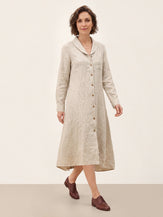Natural Melange 100% Linen Shawl Collar Longline Jacket MARIETTE by LINTICO