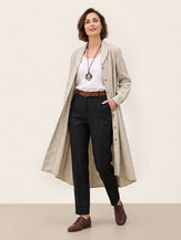 Natural Melange 100% Linen Shawl Collar Longline Jacket MARIETTE by LINTICO