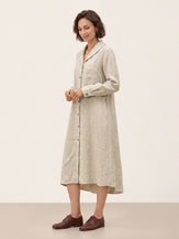 Natural Melange 100% Linen Shawl Collar Longline Jacket MARIETTE by LINTICO