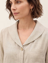 Natural Melange 100% Linen Shawl Collar Longline Jacket MARIETTE by LINTICO