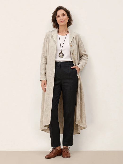 Linen Tailored Straight Cropped Pants LOGAN