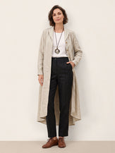 Natural Melange 100% Linen Shawl Collar Longline Jacket MARIETTE by LINTICO