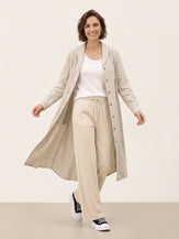 Natural Melange 100% Linen Shawl Collar Longline Jacket MARIETTE by LINTICO