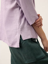 100% Linen Shawl V-Neck Half Sleeve Top JADE by LINTICO for women