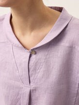 100% Linen Shawl V-Neck Half Sleeve Top JADE by LINTICO for women