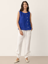100% Linen Shell Button Detail Sleeveless Top GALATEA by LINTICO for women