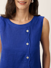100% Linen Shell Button Detail Sleeveless Top GALATEA by LINTICO for women