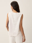 100% Linen Shell Button Detail Sleeveless Top GALATEA by LINTICO for women