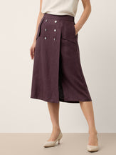 100% Linen Shell Button Flap Detail A Line Skirt PERDITA by LINTICO