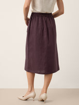 100% Linen Shell Button Flap Detail A Line Skirt PERDITA by LINTICO