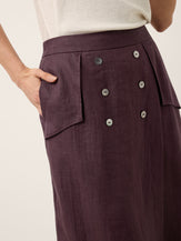 100% Linen Shell Button Flap Detail A Line Skirt PERDITA by LINTICO