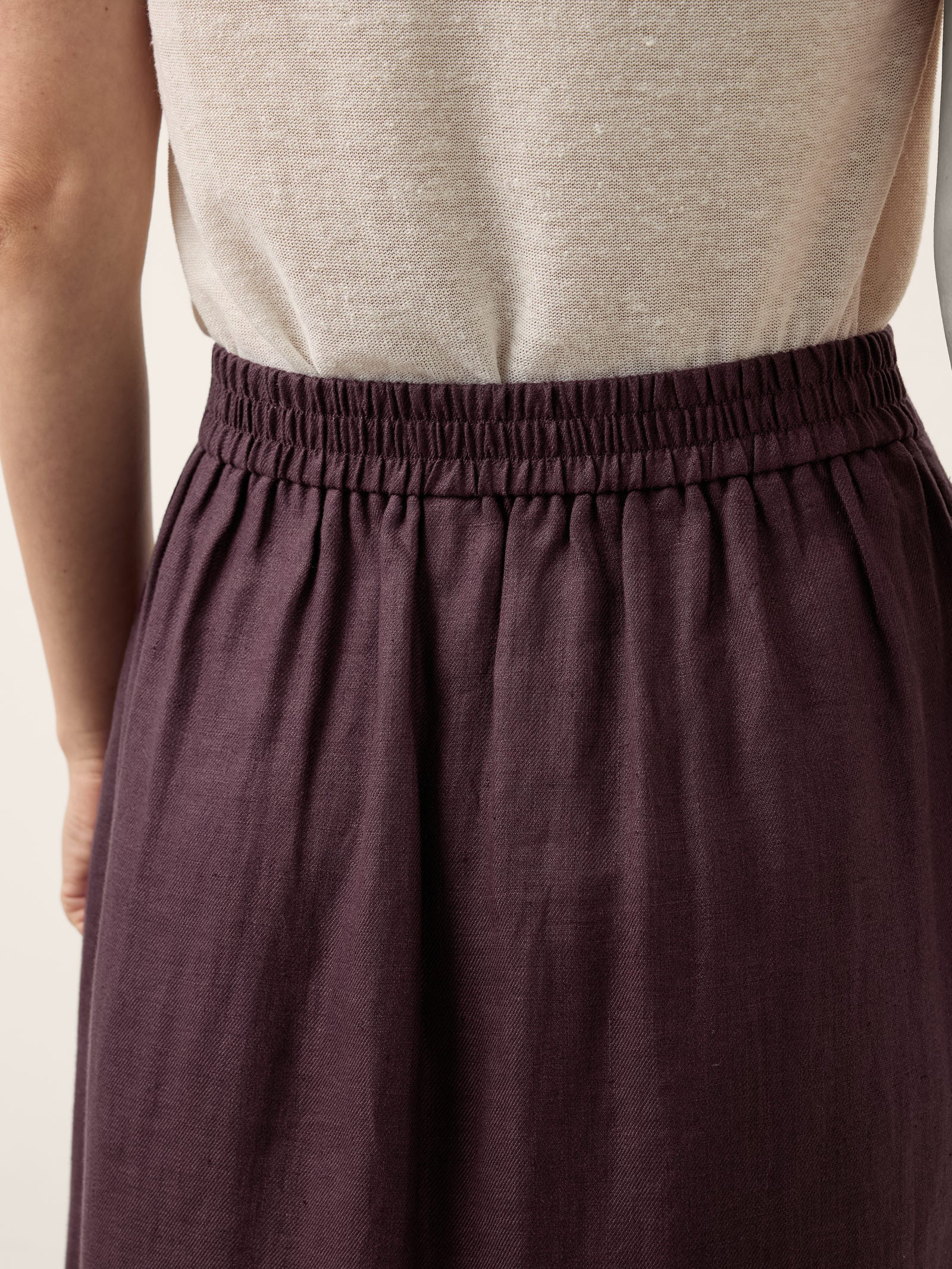 100% Linen Shell Button Flap Detail A Line Skirt PERDITA by LINTICO