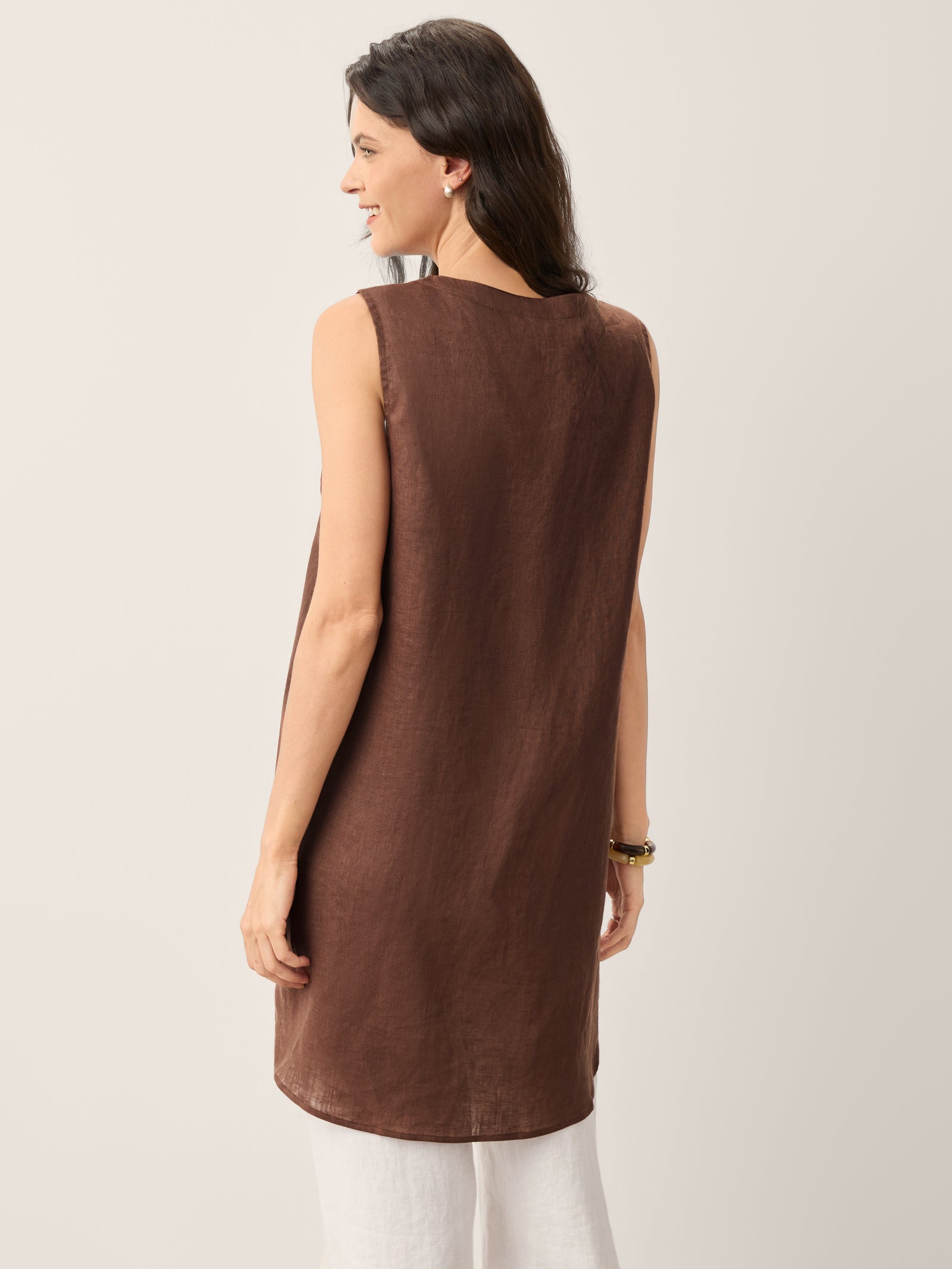 100% Linen Shell Button Slit Overtop DOMINIQUE by LINTICO for women