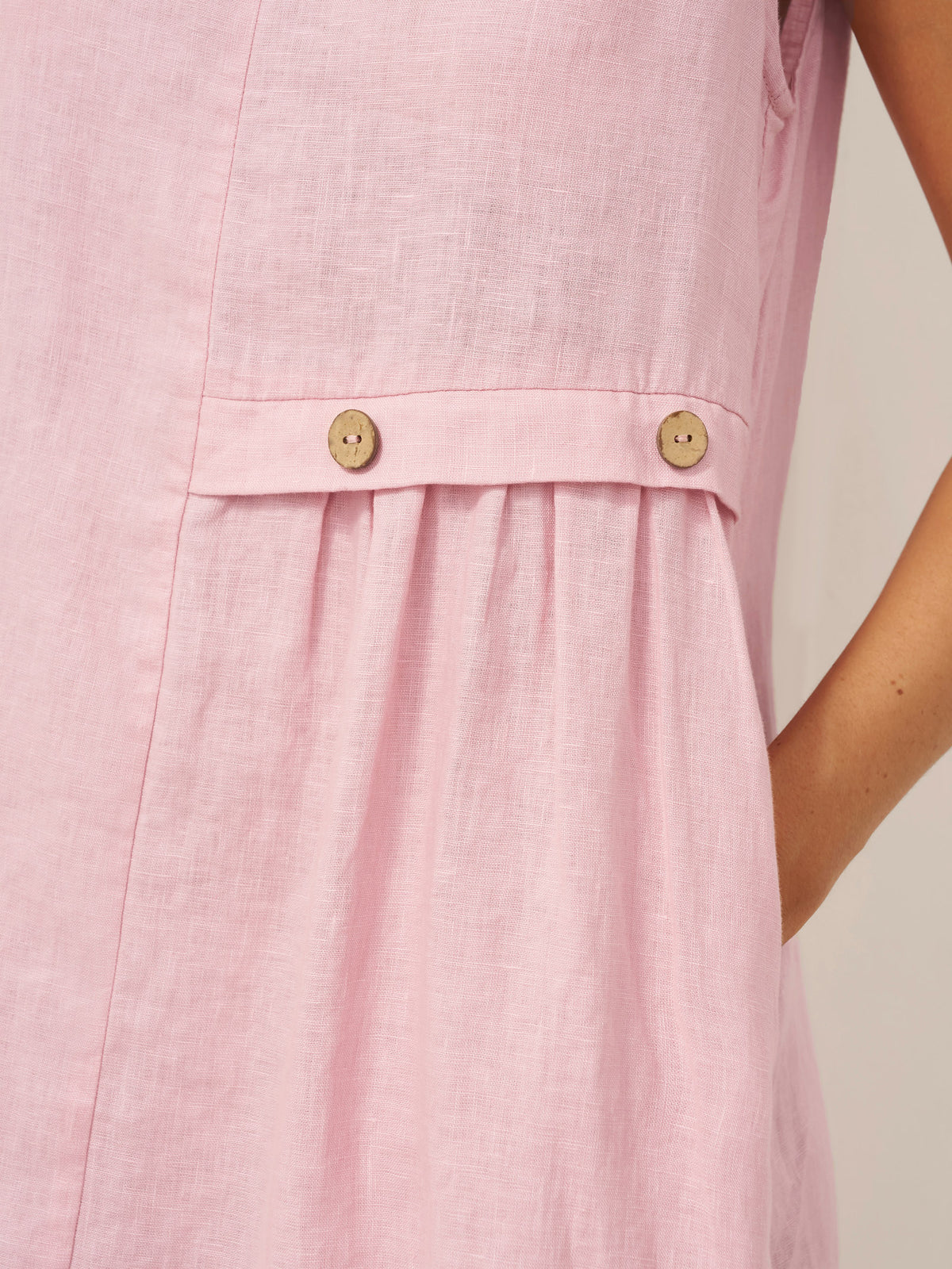 100% Linen Sleeveless Accordion Pleat Midi Dress TINA by LINTICO for women