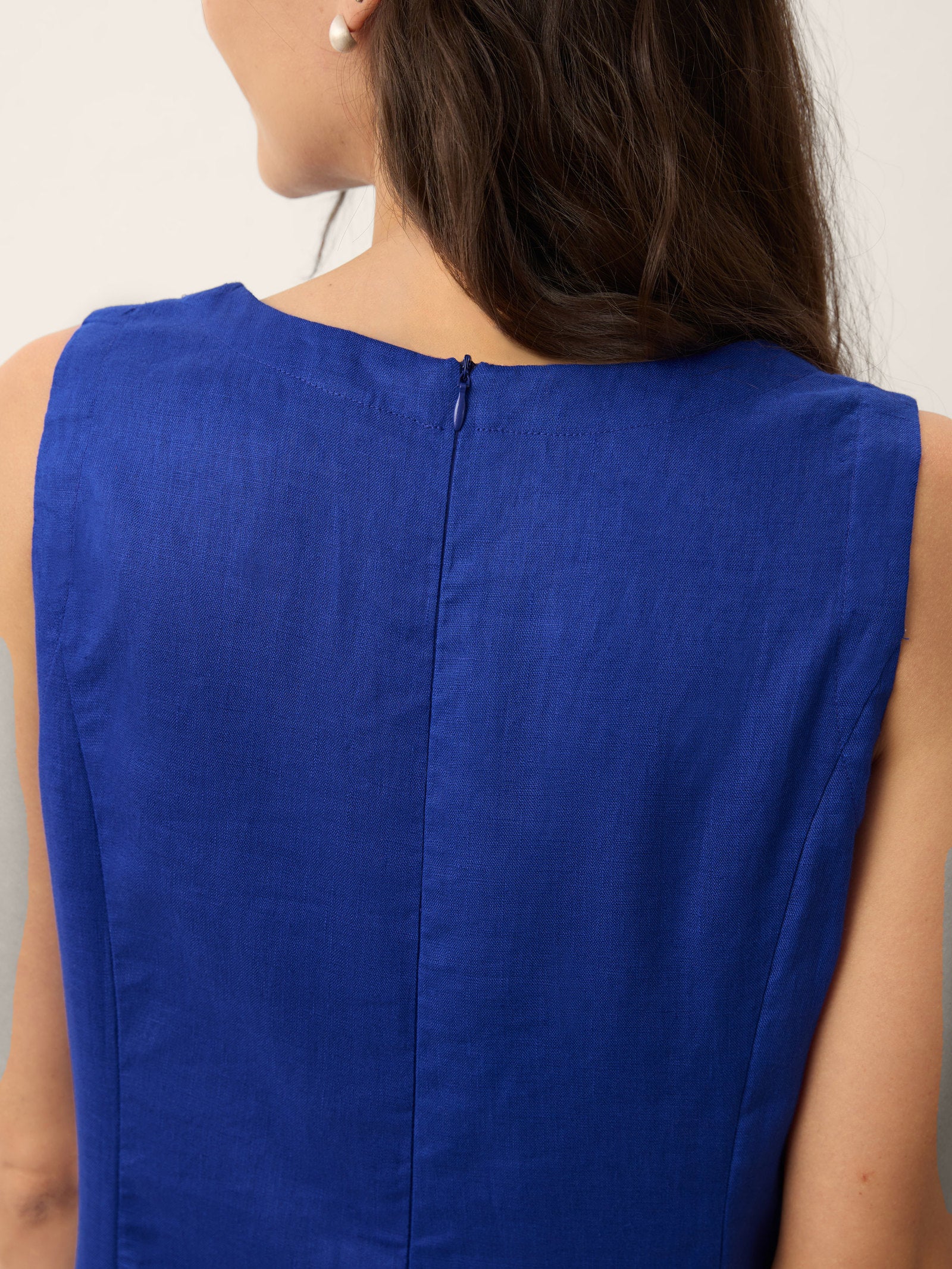 100% Linen Sleeveless V-Neck A-Line Midi Dress MARCELINE by LINTICO for women