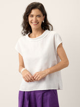 100% Linen Soft-Fold Collar Shell Button Top SABINE by LINTICO for women