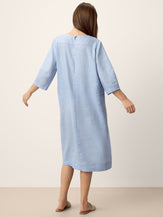 100% Linen Split-Neck Patch-Pocket Mini Dress KALINA by LINTICO for women