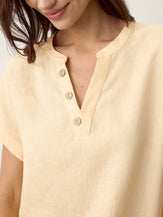 100% Linen Stand-Collar Curved-Hem Top CRESSA by LINTICO for women