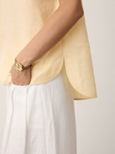100% Linen Stand-Collar Curved-Hem Top CRESSA by LINTICO for women