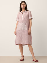 100% Linen Striped Shirt Collar Midi Shirt Dress NOELLE by LINTICO