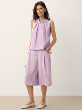 100% Linen Structured Collar Sleeveless Blouse BLAIR by LINTICO for women