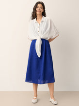 100% Linen Tie Hem Drop Shoulder Shirt XAVIERA by LINTICO for women