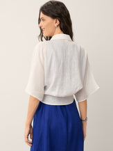 100% Linen Tie Hem Drop Shoulder Shirt XAVIERA by LINTICO for women