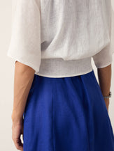 100% Linen Tie Hem Drop Shoulder Shirt XAVIERA by LINTICO for women