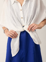 100% Linen Tie Hem Drop Shoulder Shirt XAVIERA by LINTICO for women