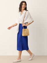 100% Linen Tie Hem Drop Shoulder Shirt XAVIERA by LINTICO for women