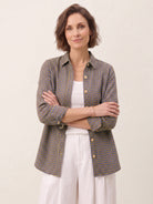 100% Linen Yarn Dyed Check Cuffed Sleeve Shirt VIANNE by LINTICO