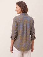 100% Linen Yarn Dyed Check Cuffed Sleeve Shirt VIANNE by LINTICO