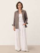 100% Linen Yarn Dyed Check Cuffed Sleeve Shirt VIANNE by LINTICO