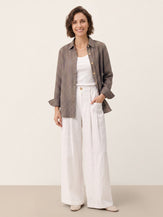 100% Linen Yarn Dyed Check Cuffed Sleeve Shirt VIANNE by LINTICO