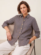 100% Linen Yarn Dyed Check Cuffed Sleeve Shirt VIANNE by LINTICO
