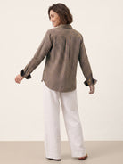 100% Linen Yarn Dyed Check Cuffed Sleeve Shirt VIANNE by LINTICO