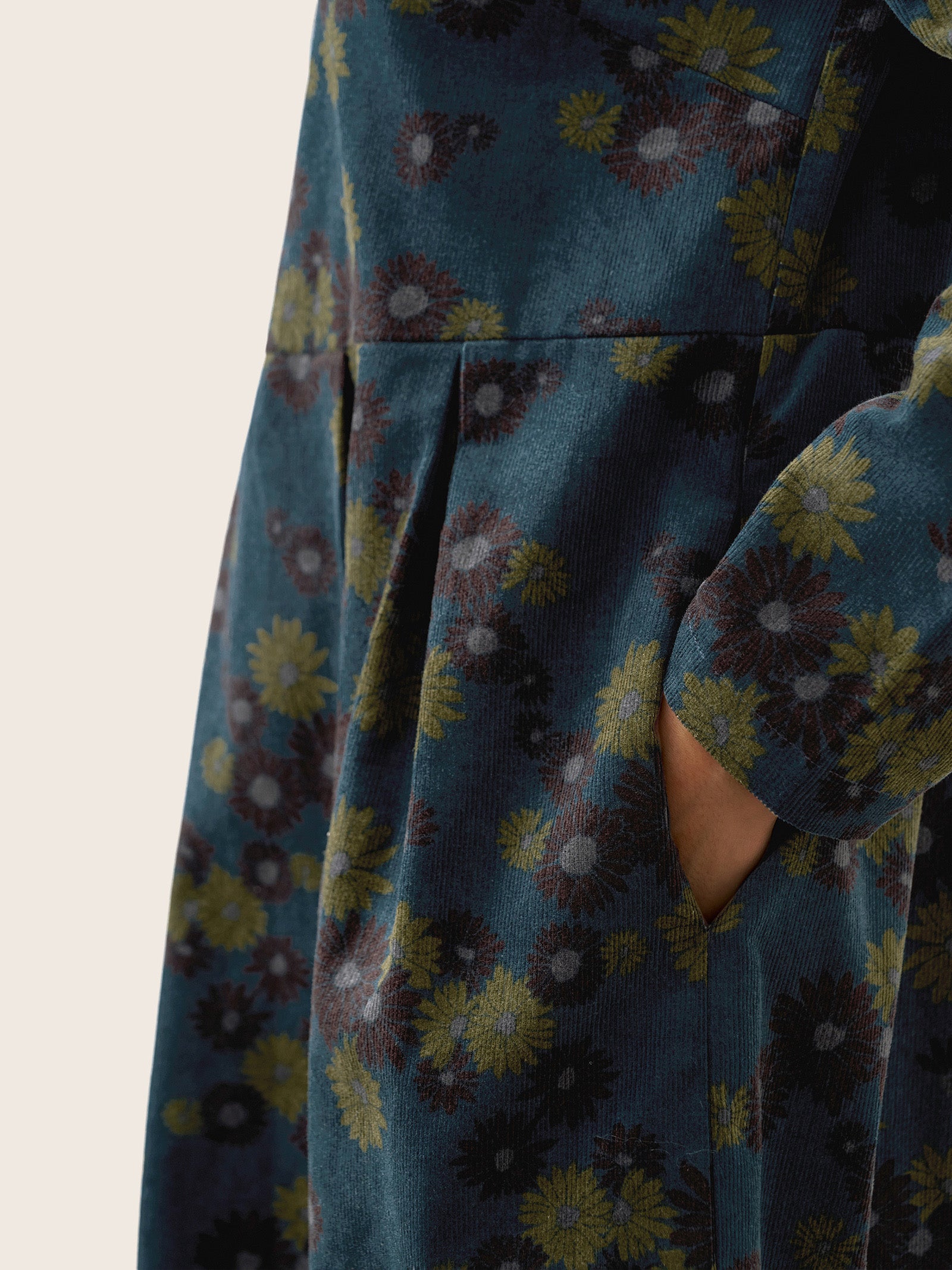 100% Organic Cotton Ruched Print Boat Neck Midi Dress CRESSIDA