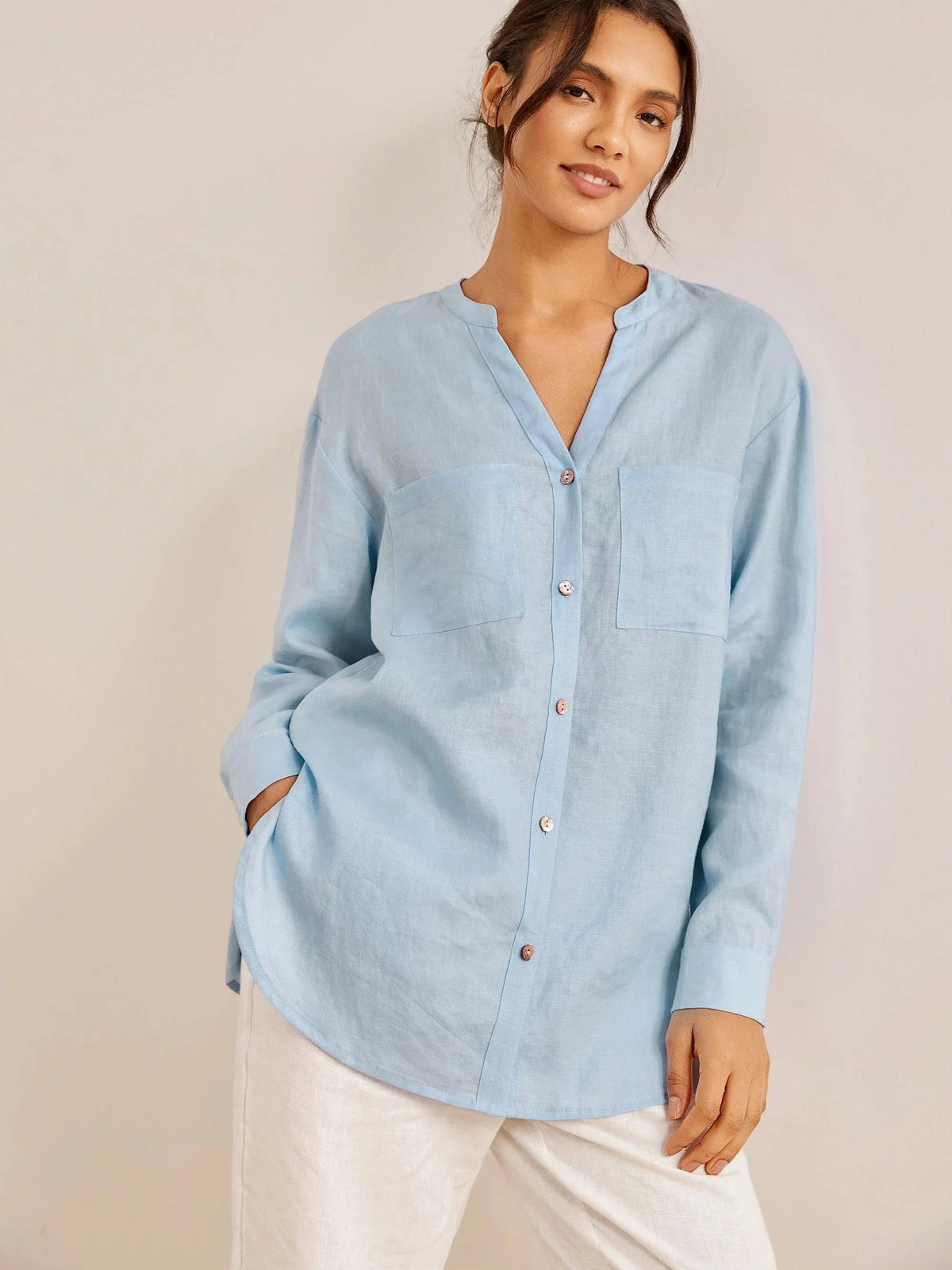 Camicia ampia elegante CELINE in 100% lino - top, camicie in lino