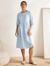 100% Linen A-Line Midi Dress VALENCIA by LINTICO for women