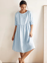 100% Linen A-Line Midi Dress VALENCIA by LINTICO for women