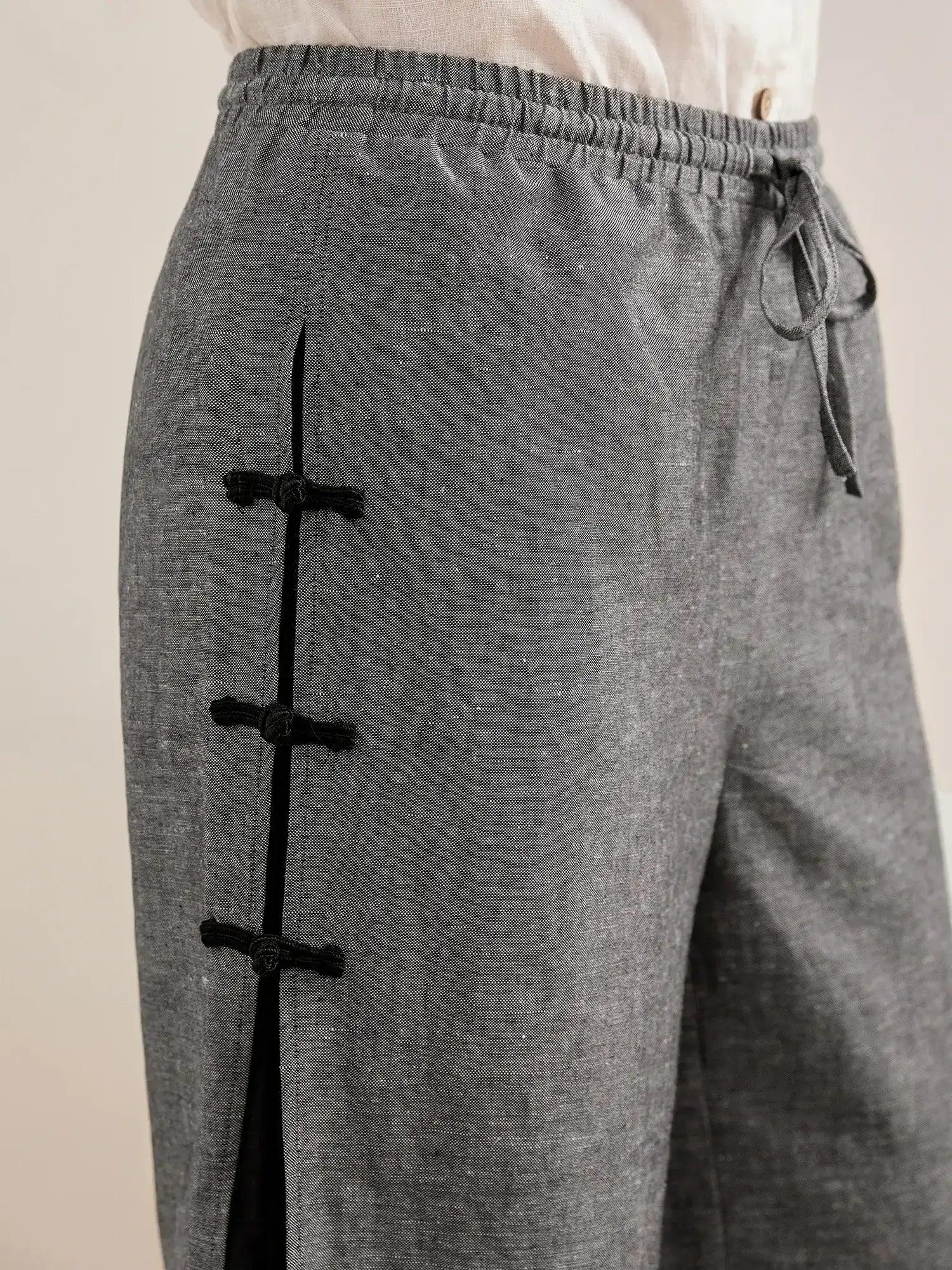 Linen Double Layer Capri Pants | Wide Leg Women's Fashion