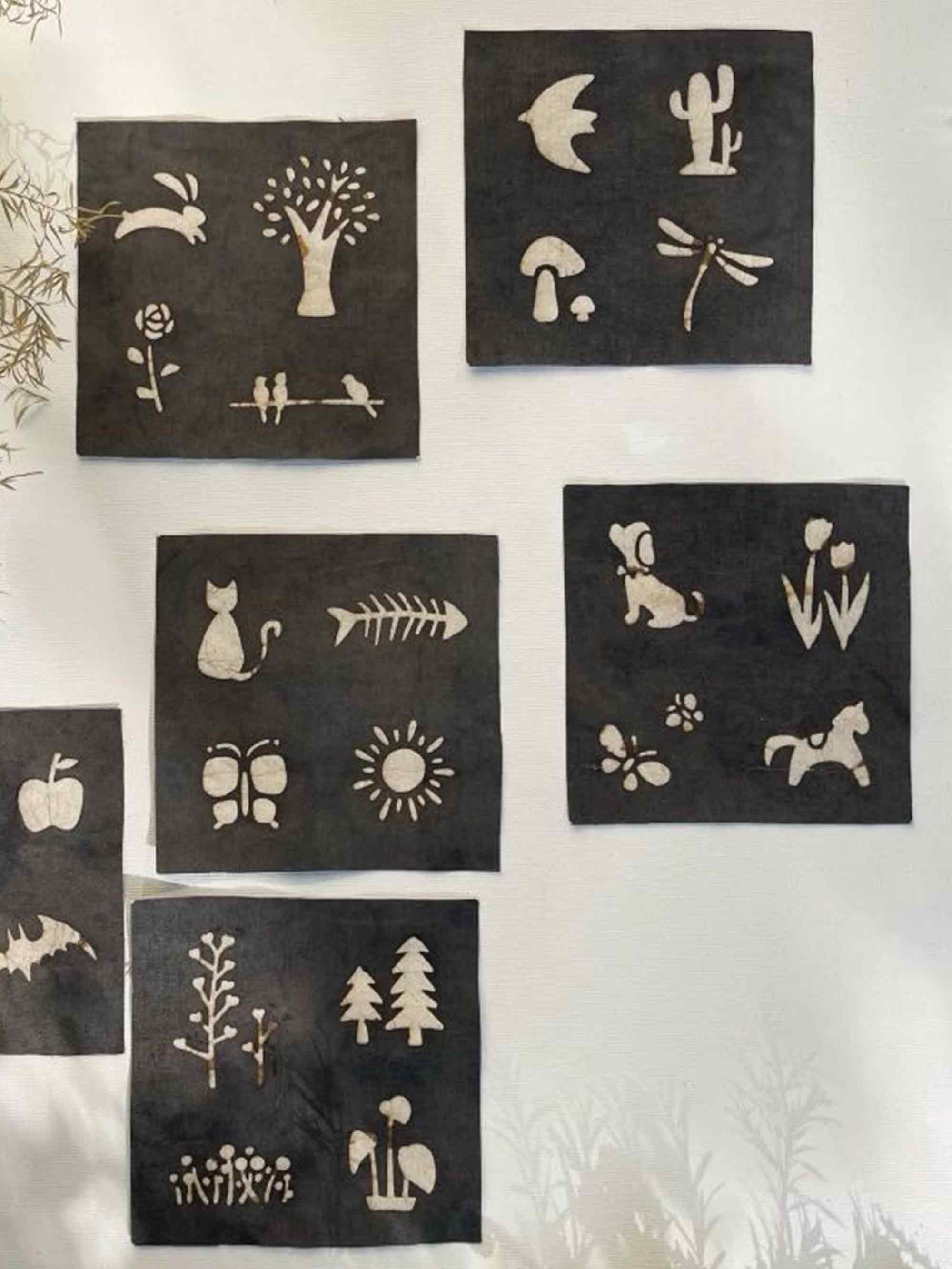 Tea-Dyed Decorative Fabric Patches for Diy Journals (5 Pieces) - Gray Tea / One-Size - ACCESSORIES-Others