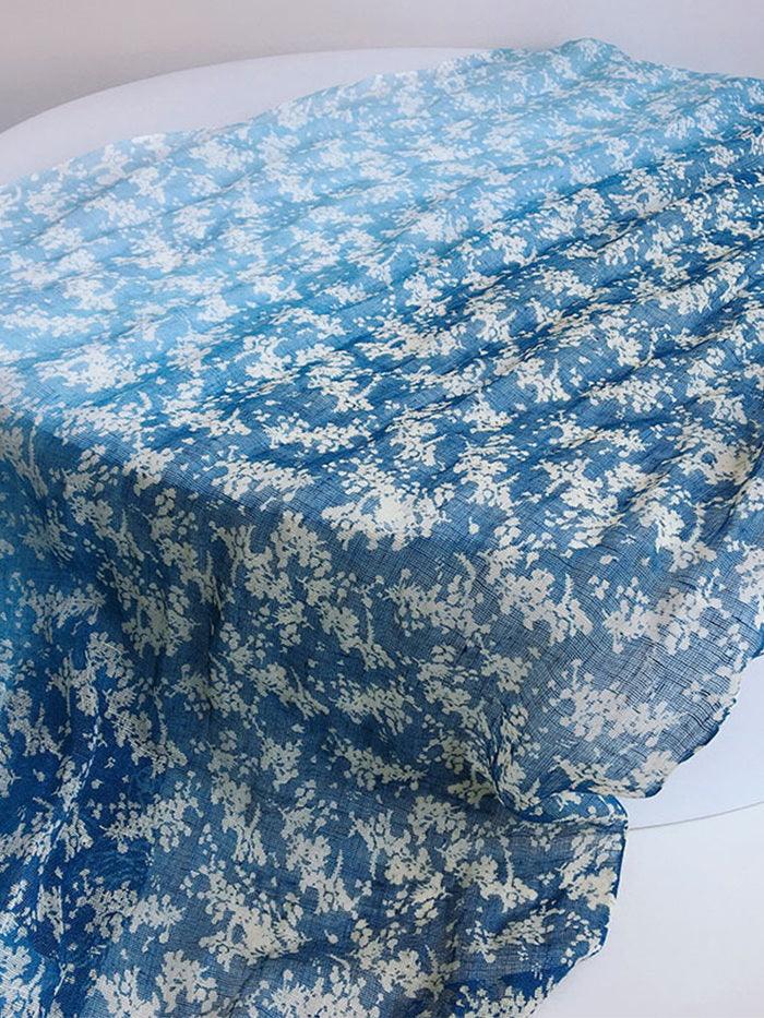 Artisanal 100% Linen Wax-Dyed Scarf - Petite Blossoms / One-Size - ACCESSORIES-Scarf