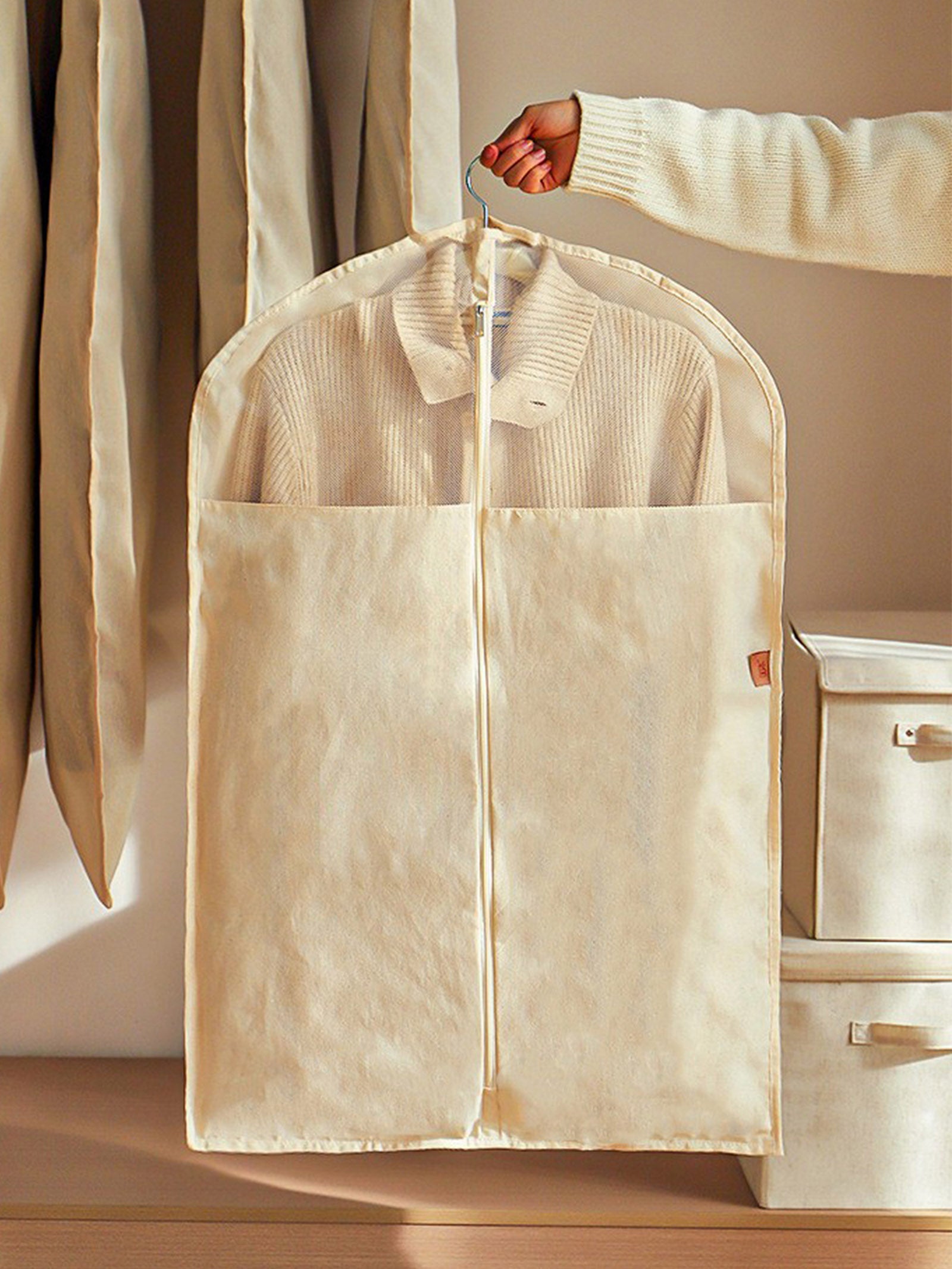 Linen Cotton Clear Window Dust-Proof Storage Bags by LINTICO for women