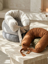 Linen Adjustable Neck Support Travel Pillow by LINTICO for women