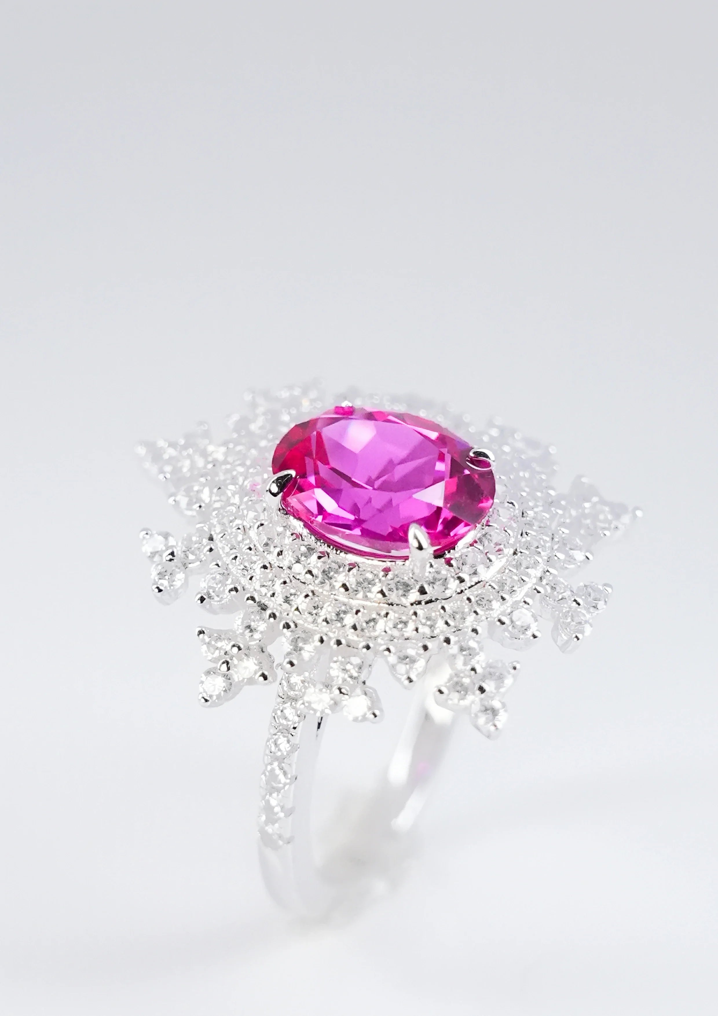 Exquisite Pink Sapphire Ring - Snowflake - ACCESSORIES-Jewelry