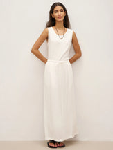Linen Elastic Waist Drawstring Maxi Skirt NINA by LINTICO for women