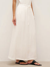 Linen Elastic Waist Drawstring Maxi Skirt NINA by LINTICO for women